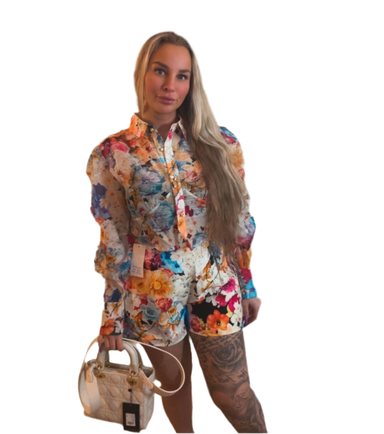 All over floral set blouse met short