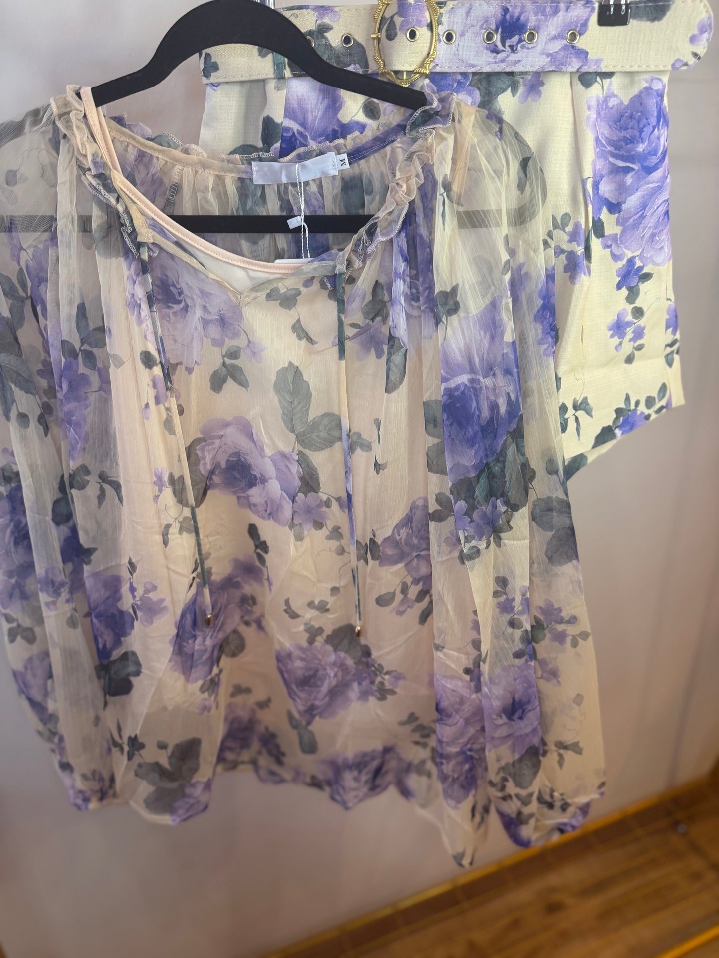 Lilac flower set short en blouse