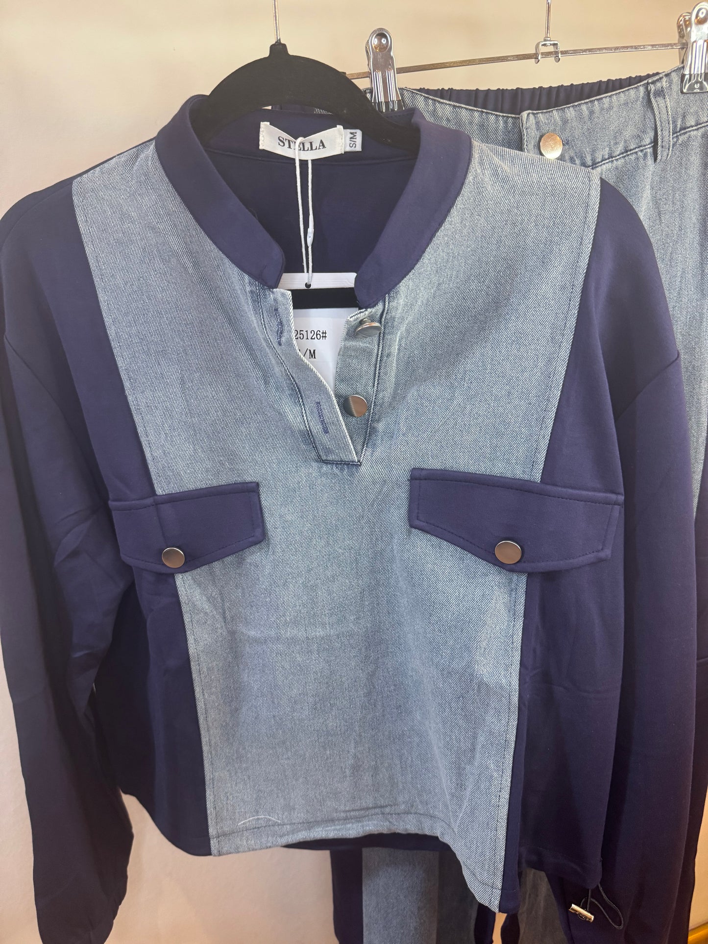 Donkerblauw spijker joggingpak