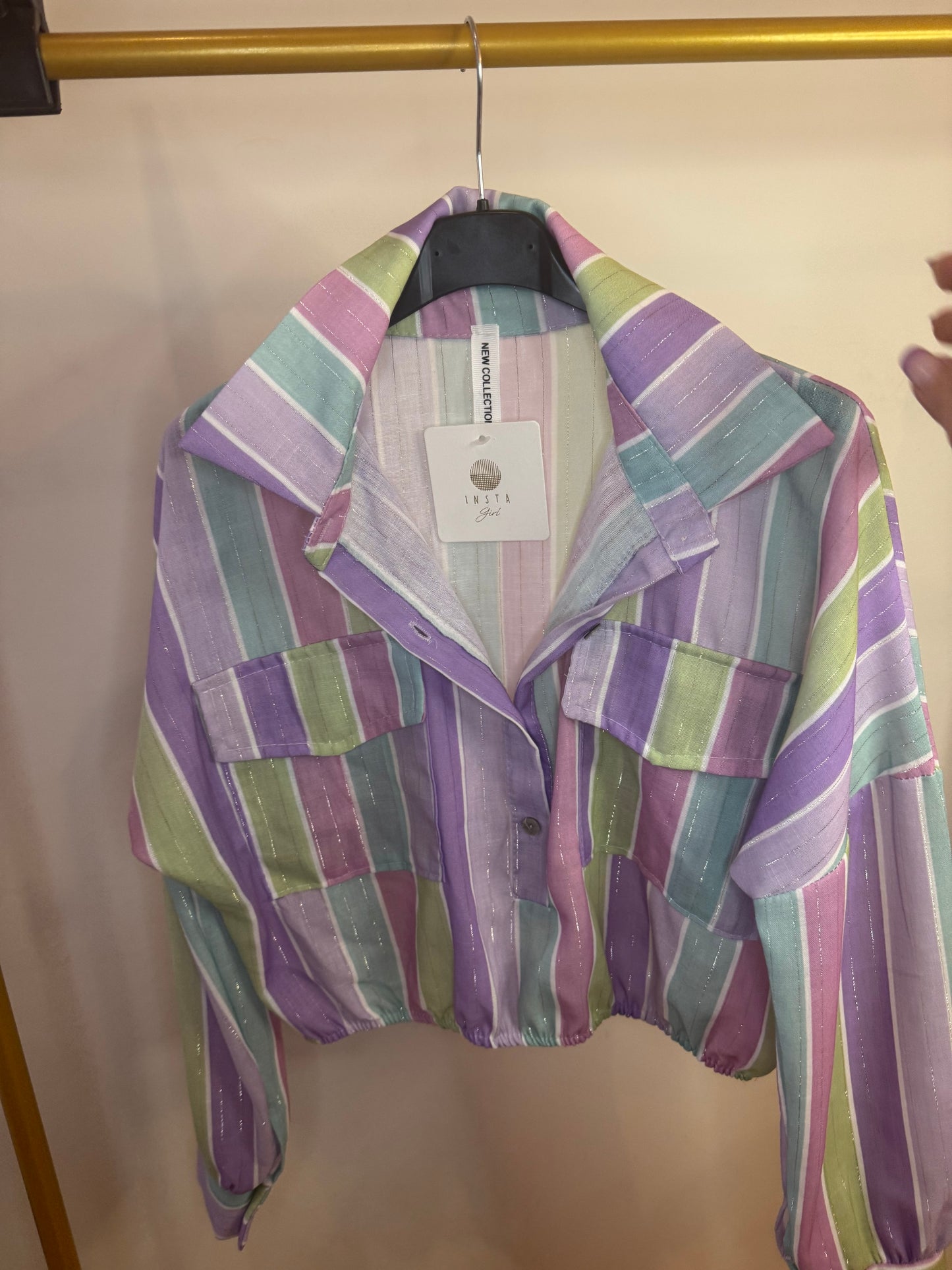Pastel set blouse met short