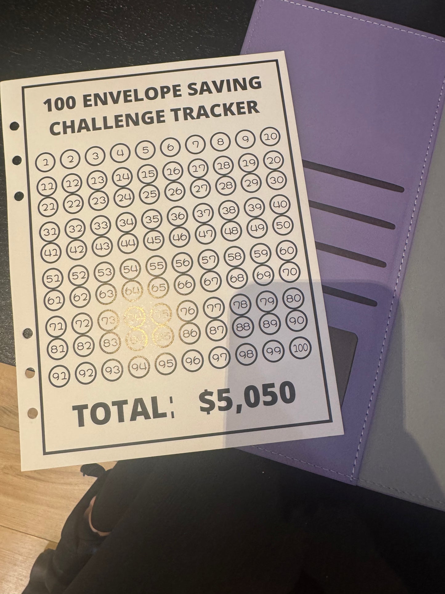 100 envelope saving challenge map