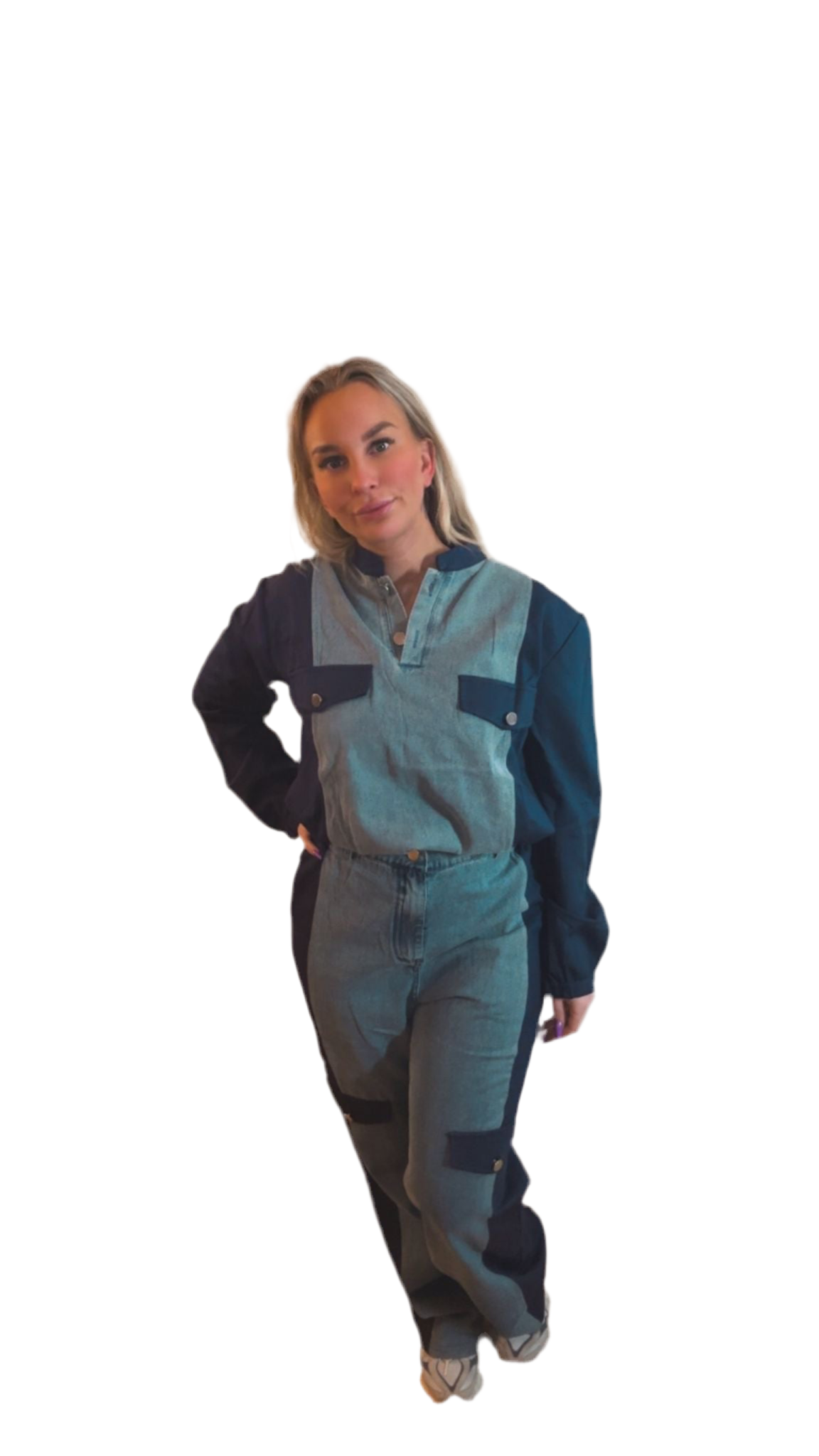 Donkerblauw spijker joggingpak