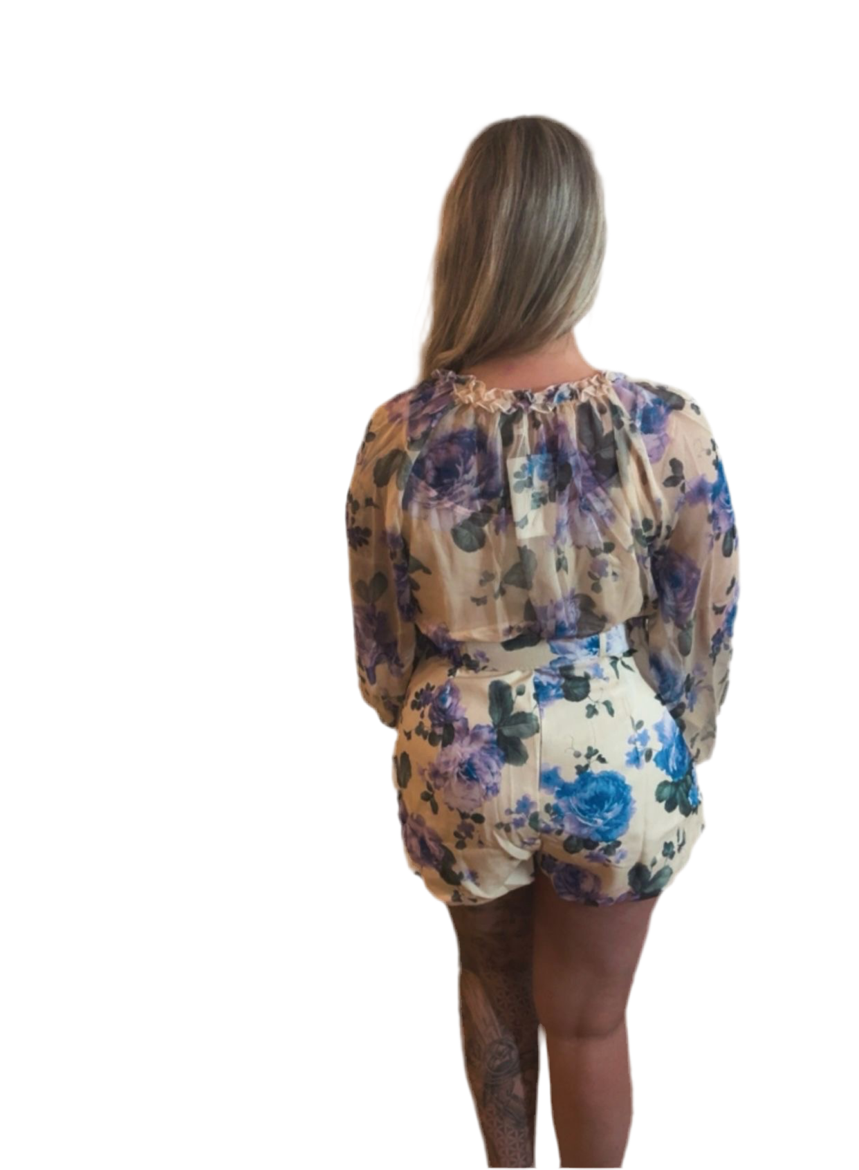 Lilac flower set short en blouse