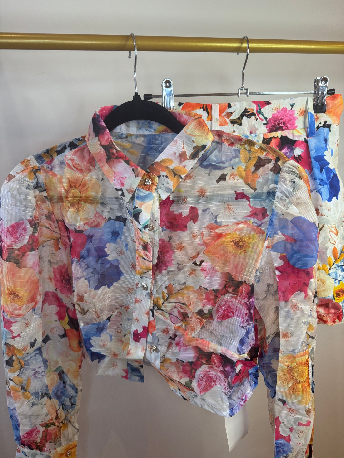 All over floral set blouse met short