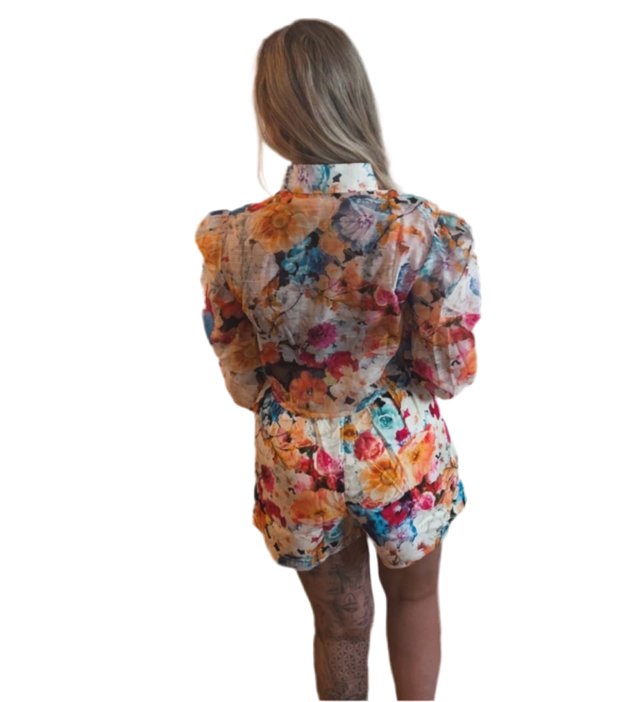 All over floral set blouse met short