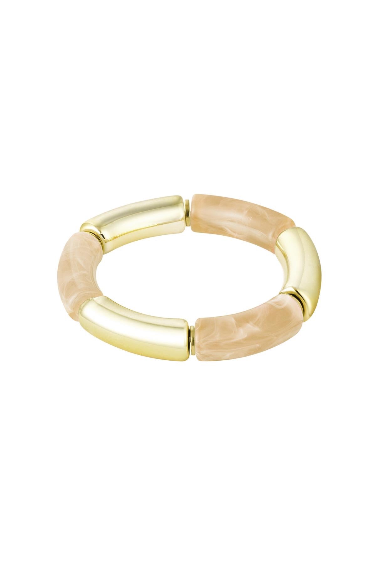 Mooie tube armband goud met beige