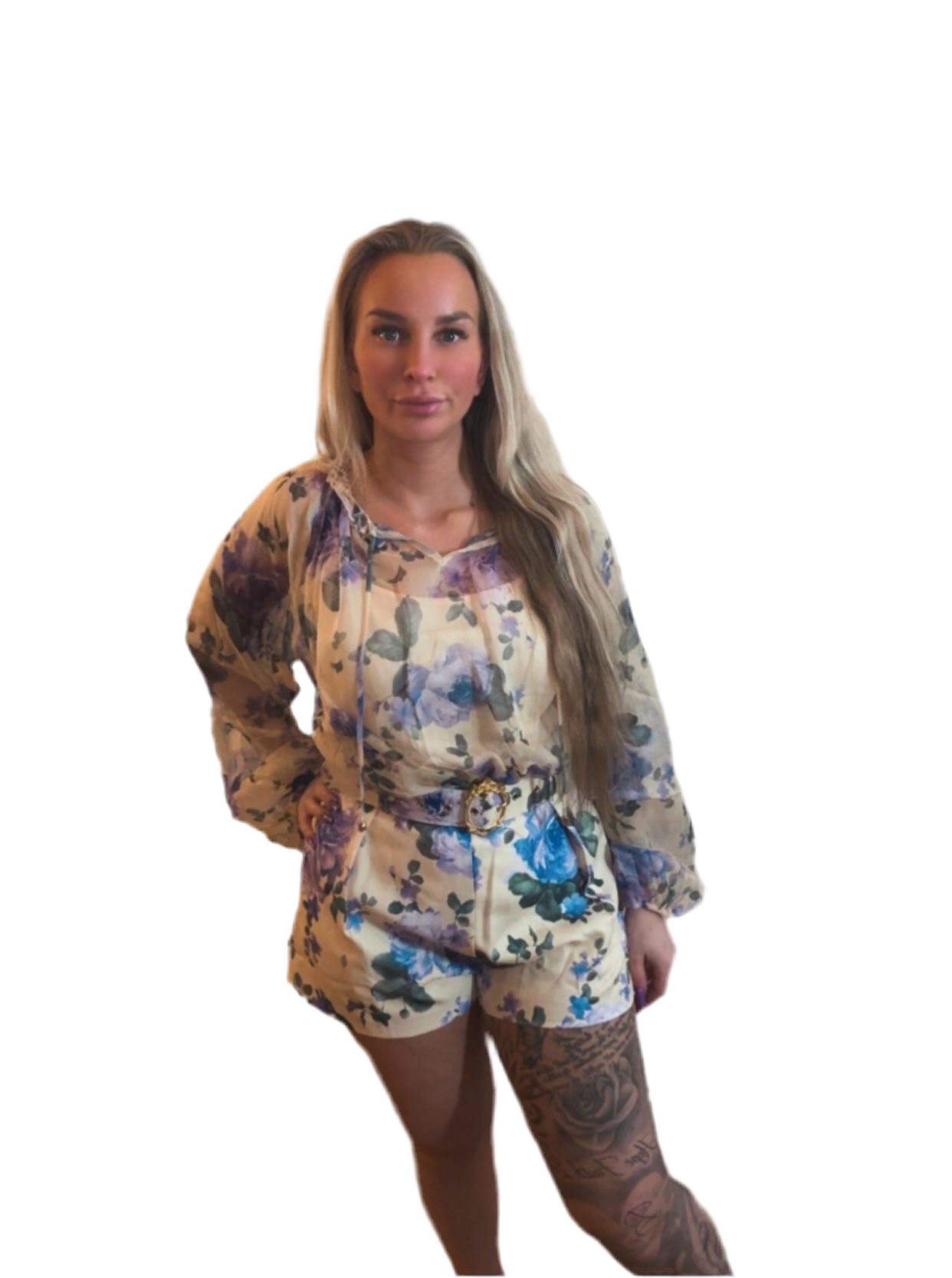 Lilac flower set short en blouse
