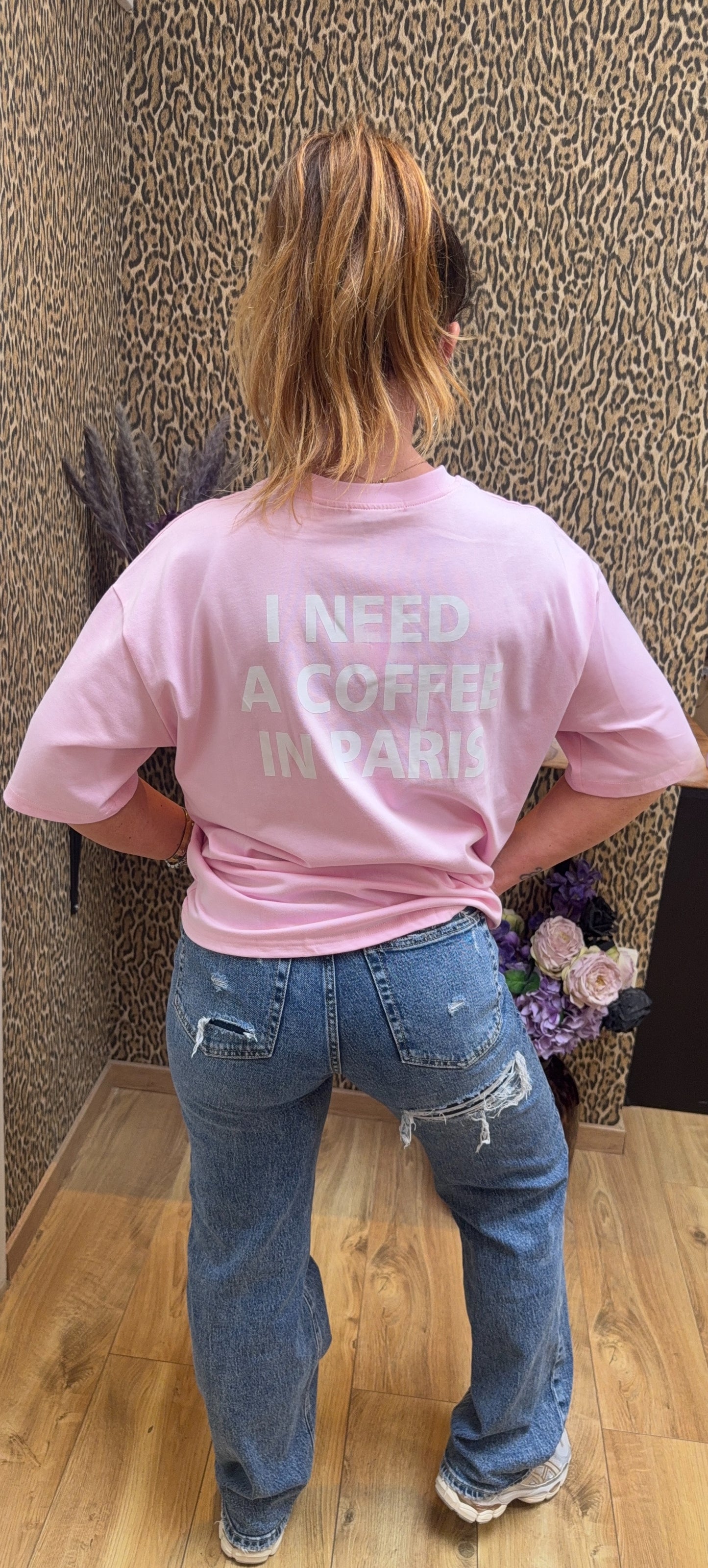 Coffee in Paris t-shirt pink