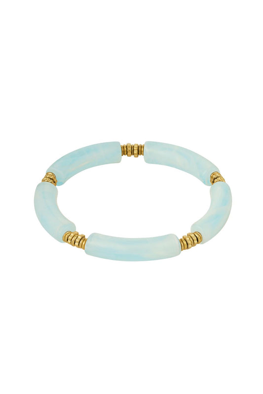 Leuke tube armband goud lichtblauw