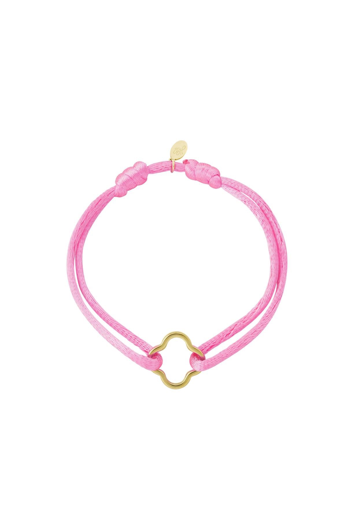 Armband met gouden klaver roze